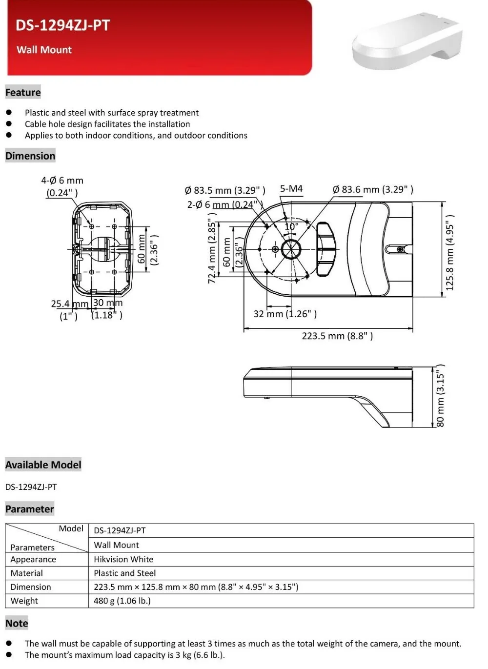 Оригинальный HIK настенный кронштейн DS-1294ZJ-PT кронштейн распределительная коробка для DS-2DE2A404IW-DE3 HIK VISION PTZ камера