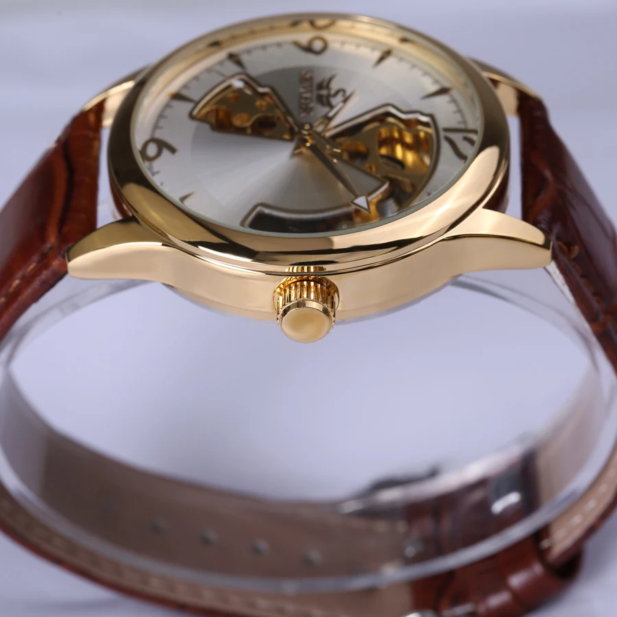 Модные дизайнерские часы мужские s автоматические механические часы из натуральной кожи ремешок SEWOR Топ Бренд Скелет Роскошные мужские часы коробка