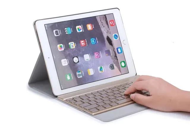 Best Offers Seven-color Backlight Russian/Hebrew/Spanish Wireless Bluetooth Keyboard&Leather Cover Case For Apple iPad Pro 9.7" 2016 Tablet