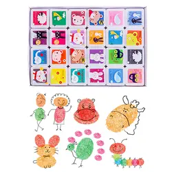 24 цвета милый мультфильм для смываемых рисунков граффити штемпельная подушка штамп для детей DIY отпечатки пальцев изготовление карт