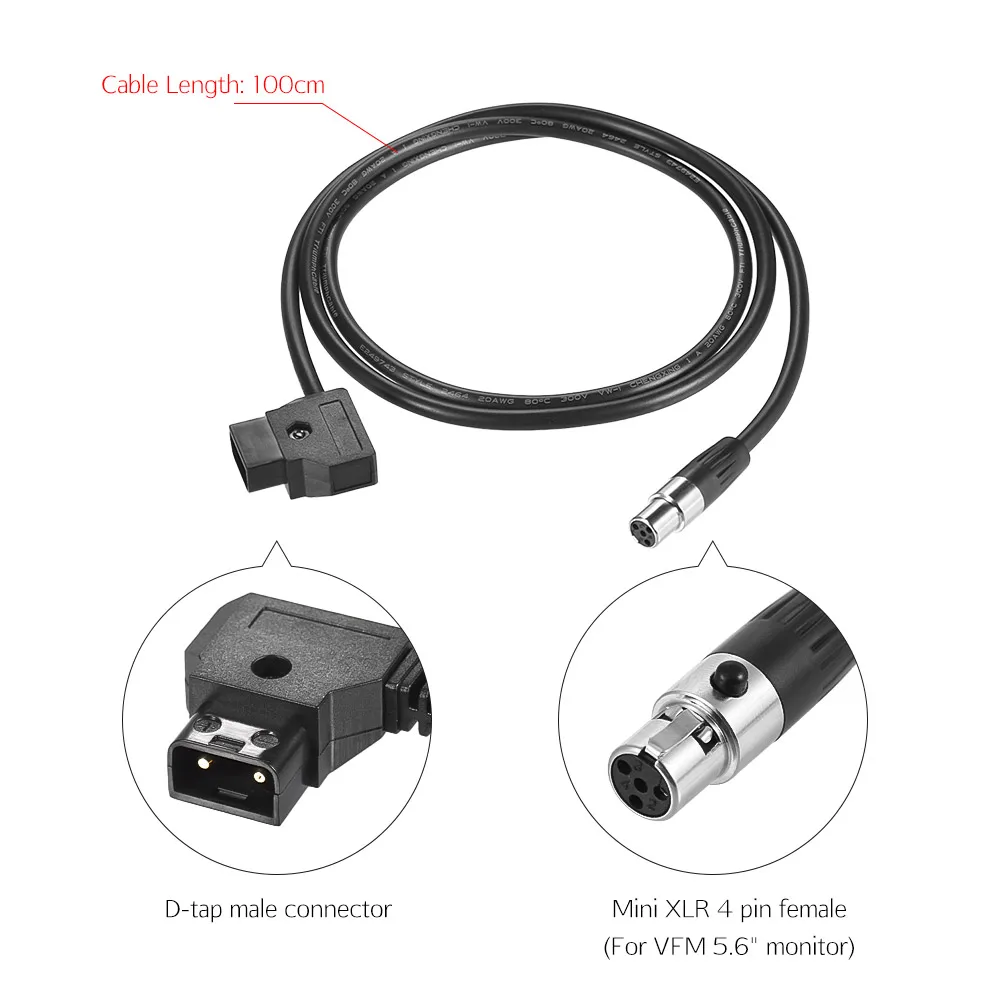 Andoer D Tap Male to (Tinny) MINI XLR 4 контактный кабель Прямой шнур 100 см Длина кабеля для VFM 5 6