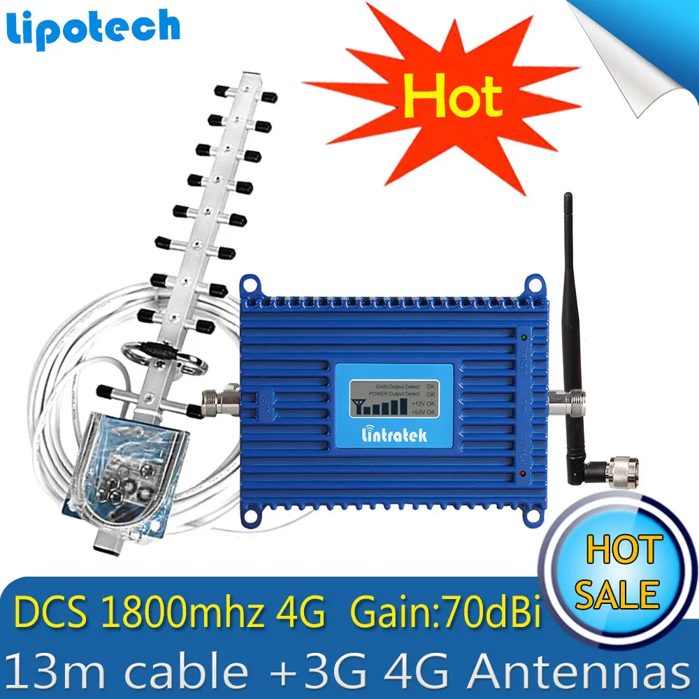 Сотовый ретранслятор Lintratek усилитель сигнала с ЖК дисплеем GSM 1800 4G FDD LTE МГц ALC