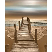 Водный мост пляж морской пейзаж DIY Цифровая живопись по номерам Современная Настенная живопись на холсте уникальный подарок украшение для дома 40x50 см