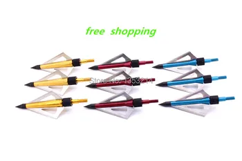 

12pcs/lot Archery Hunting Yellow color Arrow Head Broadhead 100Grain 3-blade Alloy Arrowhead Fit Crossbow and Compound Bow