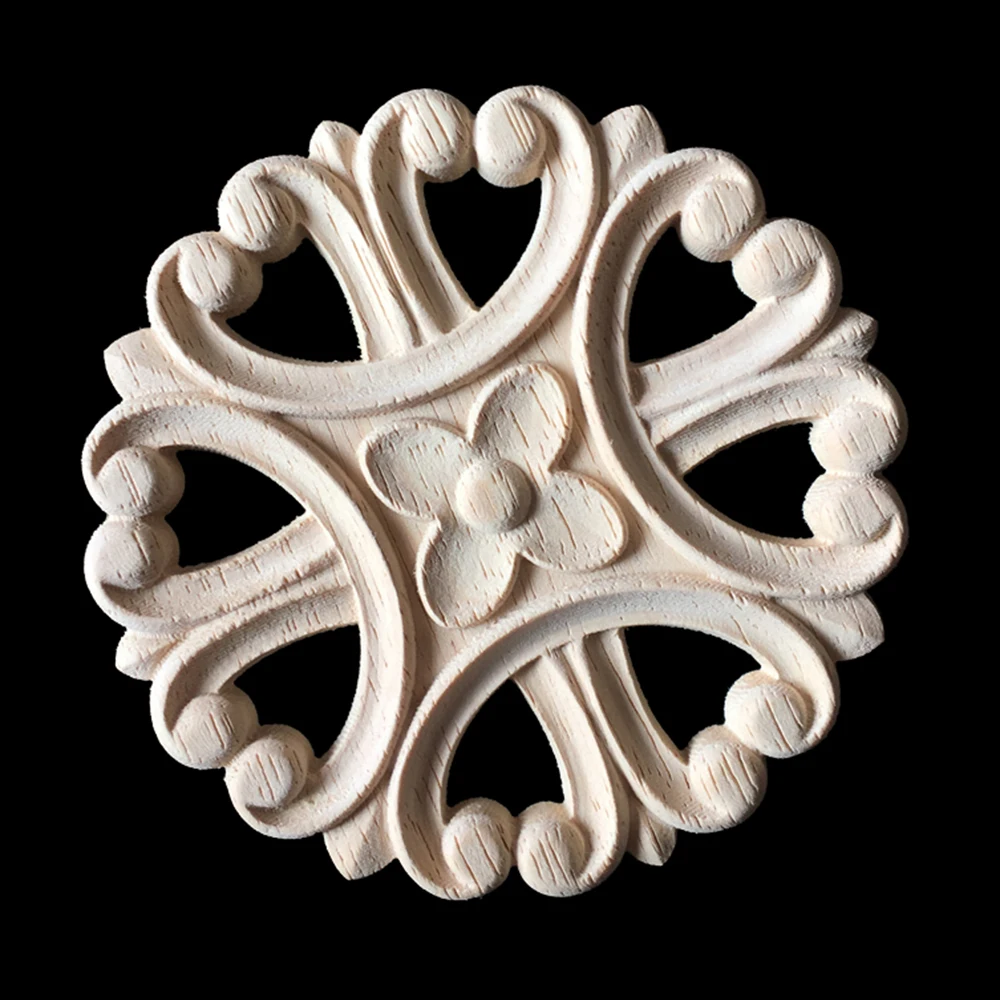 Buy 10PCS Round Wood Carving Applique Furniture