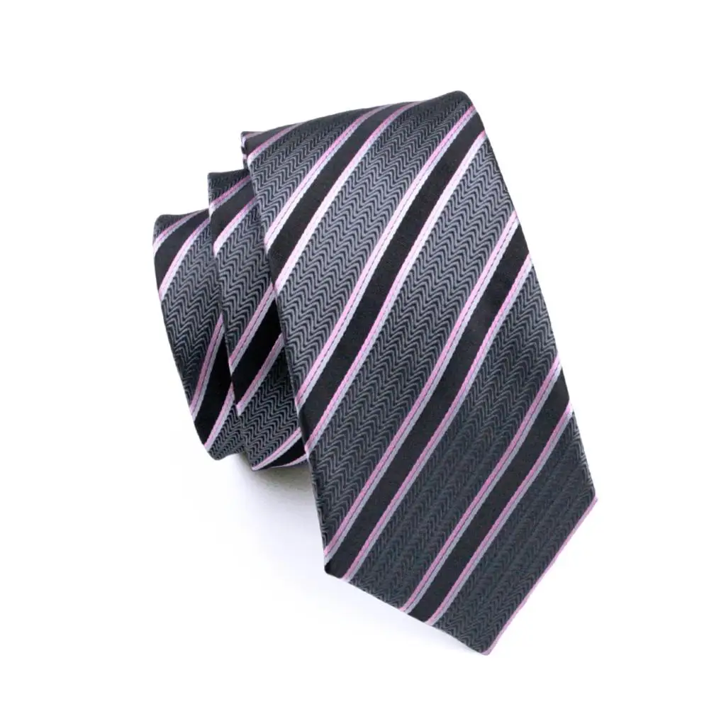 Fa-226 мужские галстук черный в полоску 100% шелк жаккард галстук Ханки Запонки Набор Бизнес Свадебная вечеринка Галстуки для Для мужчин;