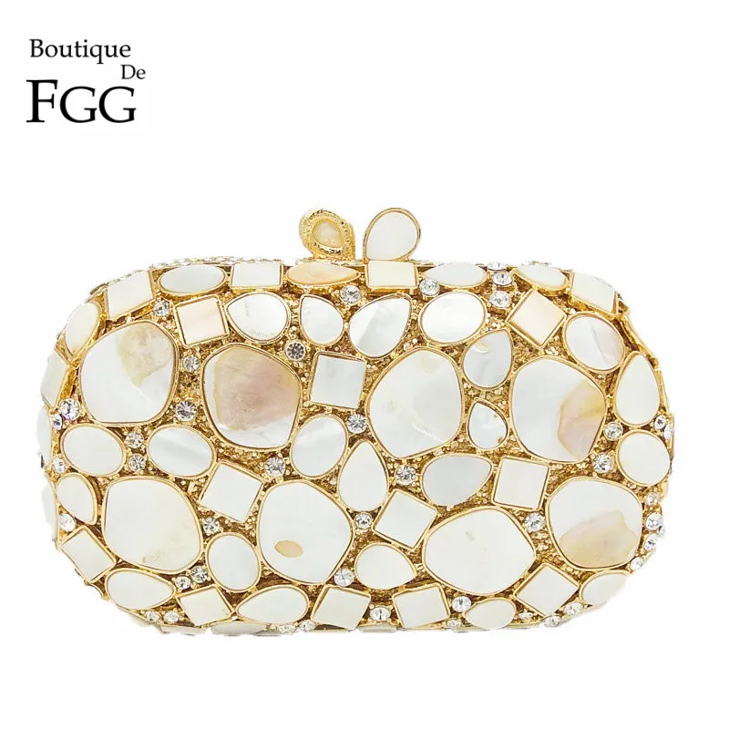 Shell Sacs Mariée À Fgg Soirée 1 Mariage Blanc Luxe Femmes Boutique En Cristal Partie Pochette Main Naturel Minaudière 4 Bourse 2 3 De Sac vtWRn8z
