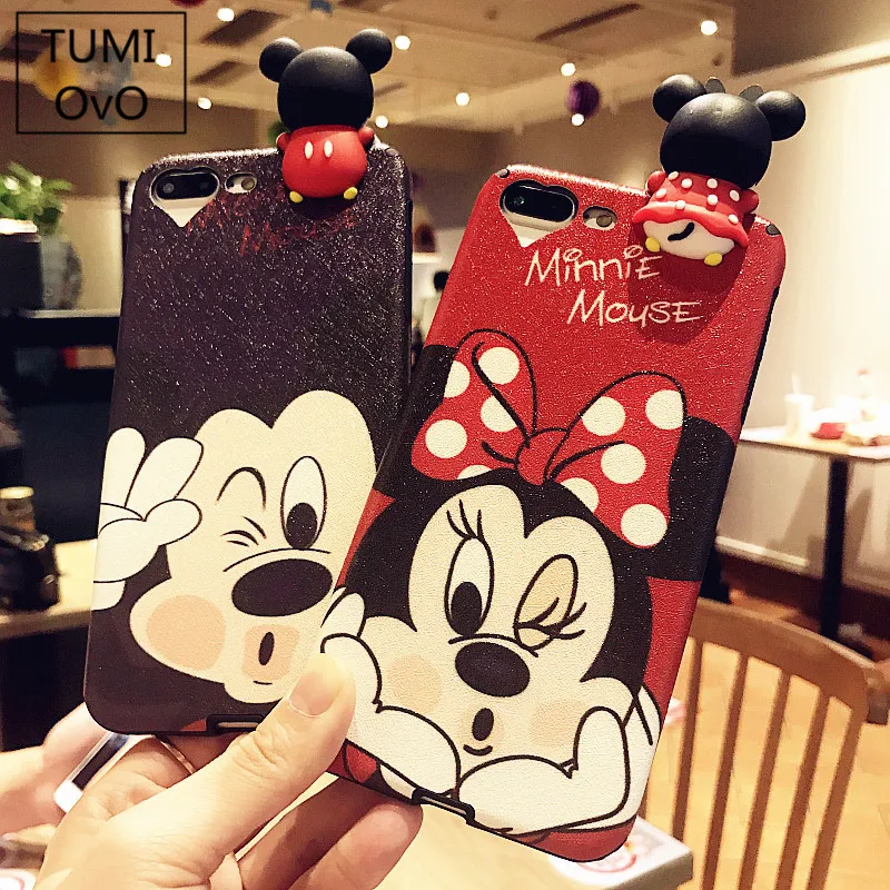 

3D Cute Cartoon Mickey Minnie Mouse For iPhone X 10 Soft TPU Plastic Silk Pattern For iPhone 6 6s 7 8 Plus Back Cases Cover Capa