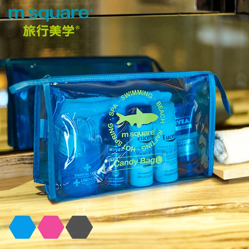 M Square Beautician Transparent Travel Cosmetic Bag For Make Up Organizer Wash Toiletry Bag Candy Color