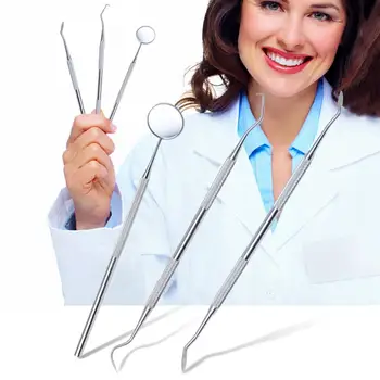 

3 pcs / Set Stainless Steel Dental Instruments Mirror Stainless Steel Dental Dentist Prepared Tool Set Probe Tooth Care Kit