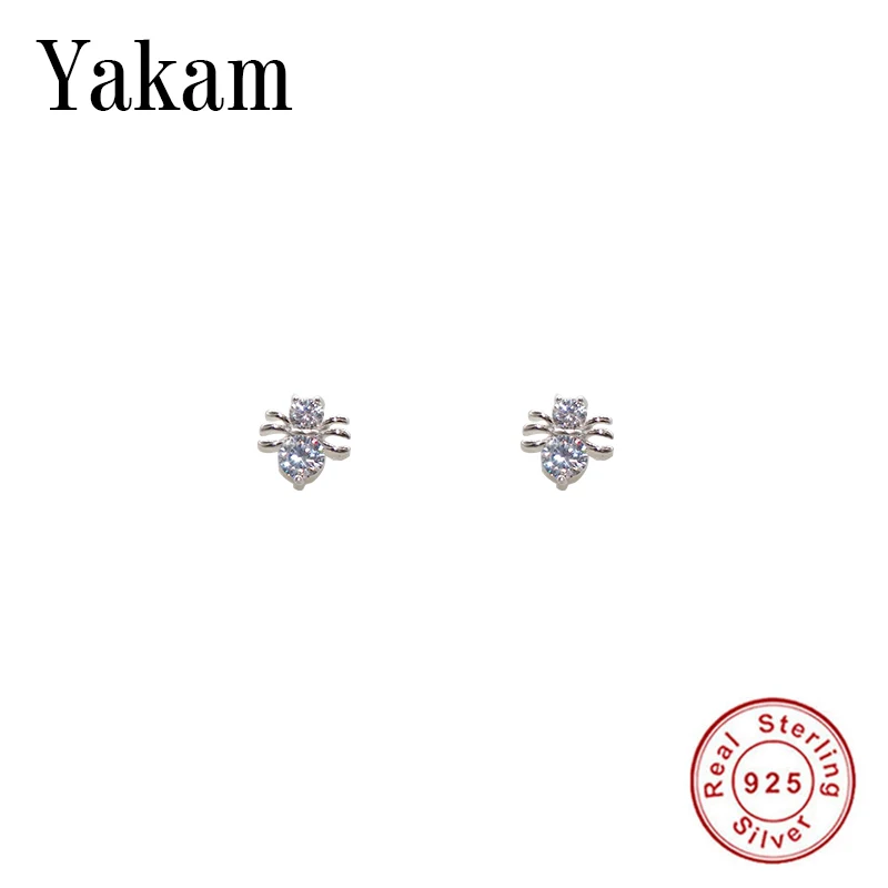 

Bee 925 Sterling Silver Earrings for Women Crystal Stud Earring Fashion Jewelry Black Spider Animal Berloque Halloween Gifts NEW