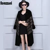 Nerazzurri invierno largo abrigo de piel las mujeres más elegante tamaño Patchwork de piel de oveja de abrigo 5XL 6XL de ovejas de lana oveja abrigo ► Foto 1/6