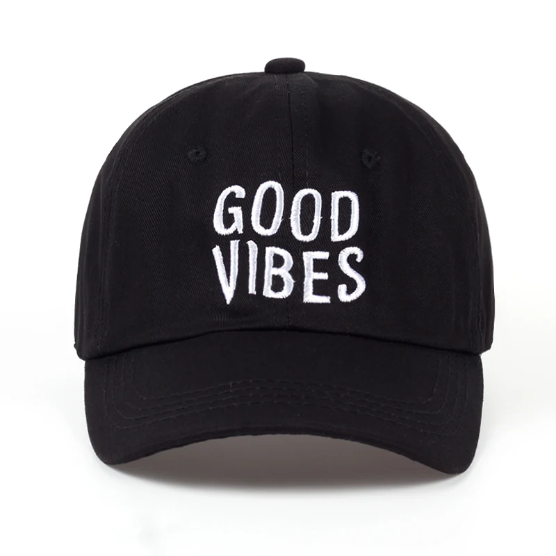 

2017 new Good Vibes Dad Hat Embroidered Baseball Cap Curved Bill 100% Cotton Casquette Brand Snapback Bone Women Men Fashion Hat