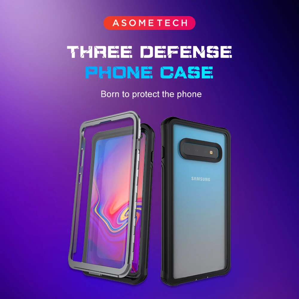 

360 degree full protective Case Double Tempered Glass Smart Phone Case For Samsung Galaxy s10 Plus Phone Cover For Samsung s10