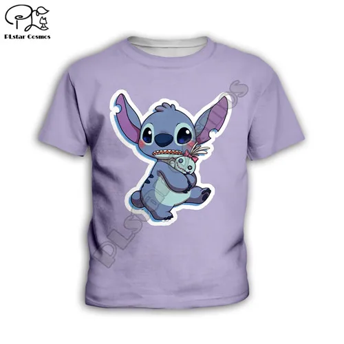 Kids t shirts Детский фиолетовый комплект одежды с рисунком аниме для мальчиков и девочек кавайная тематика «Лило и Стич», детские толстовки с 3D-принтом, толстовка на молнии, футболка, шорты, штаны - Цвет: Kids t shirts