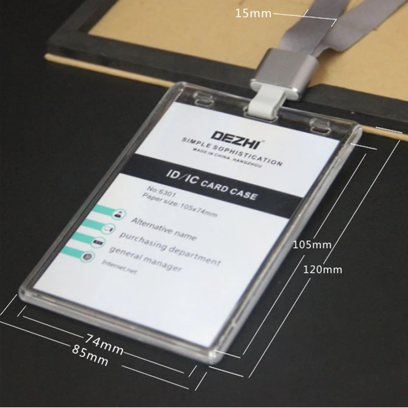DEZHI-105x74mm плюс стиль прозрачность держатель значка+ полиэфирный ремешок, кристально чистый ID держатель карточки IC заказной офисный поставщик
