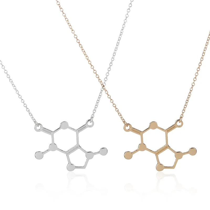 SHUANGR New Trendy Golden Molecule Pendant For Women H2O Molecule