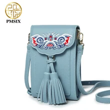 Pmsix роскошные женские сумки с вышитыми цветами сумка через плечо для женщин синяя сумка для мобильного телефона мини высокое качество сумки через плечо