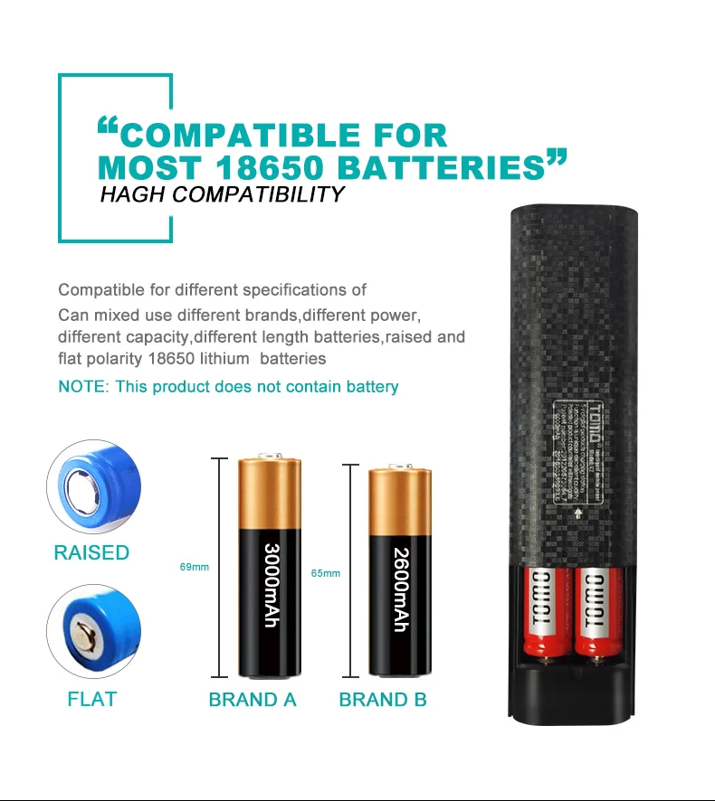 TOMO Smart power charger фонарик Функция power Bank чехол 2x18650 зарядное устройство портативное зарядное устройство для телефона зарядное устройство