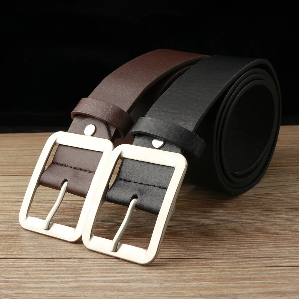 

2018 New Fashion 1PC Casual Men's Suits Faux Leather Belt Buckle Waist Strap Belts Buckle Black/Brown For Men Gift