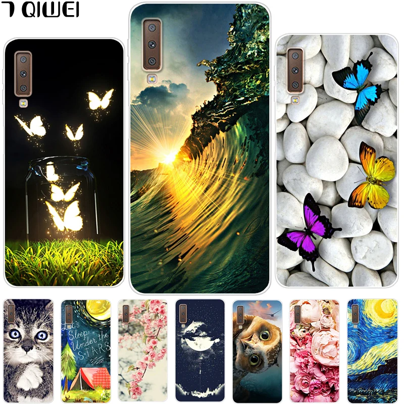

6.0'' For Samsung A7 2018 Case A750F Silicone TPU Soft Cover For Samsung Galaxy M31 Case Landscape C9 Pro Note10 Lite Funda