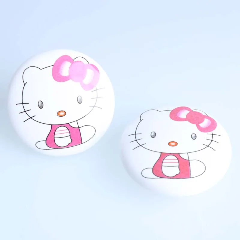 Maior Tamanho 54 mm Puxador de Gatinho de Desenho Animado Branco Preto Rosa Alça de Móveis para Quarto de Criança Puxador de Sapato para Gaveta de Gato