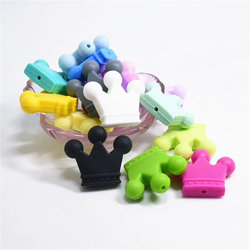 

5 PCS/Lot Crown Silicone Beads Baby Teether Silicone Teething Beads For DIY Necklace Bracelet Pacifier Chain Teethers Crown Bead