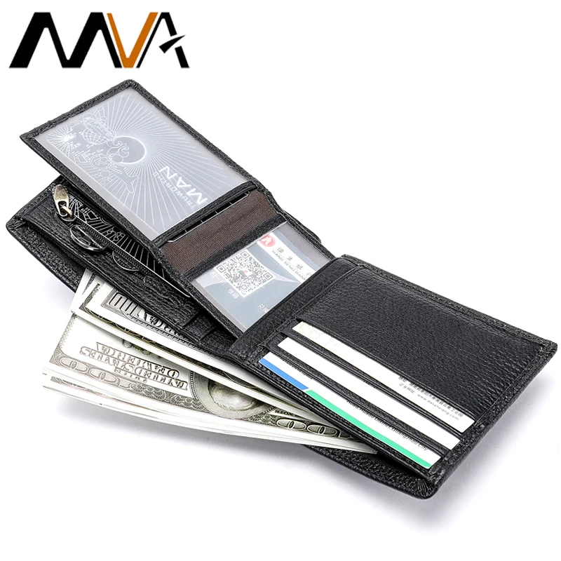 

MVA Men's Short Wallet Male Genuine Leather Casual Coin Pocket Purse for Men Money Bag for Credit Cards Holder Solid Wallets