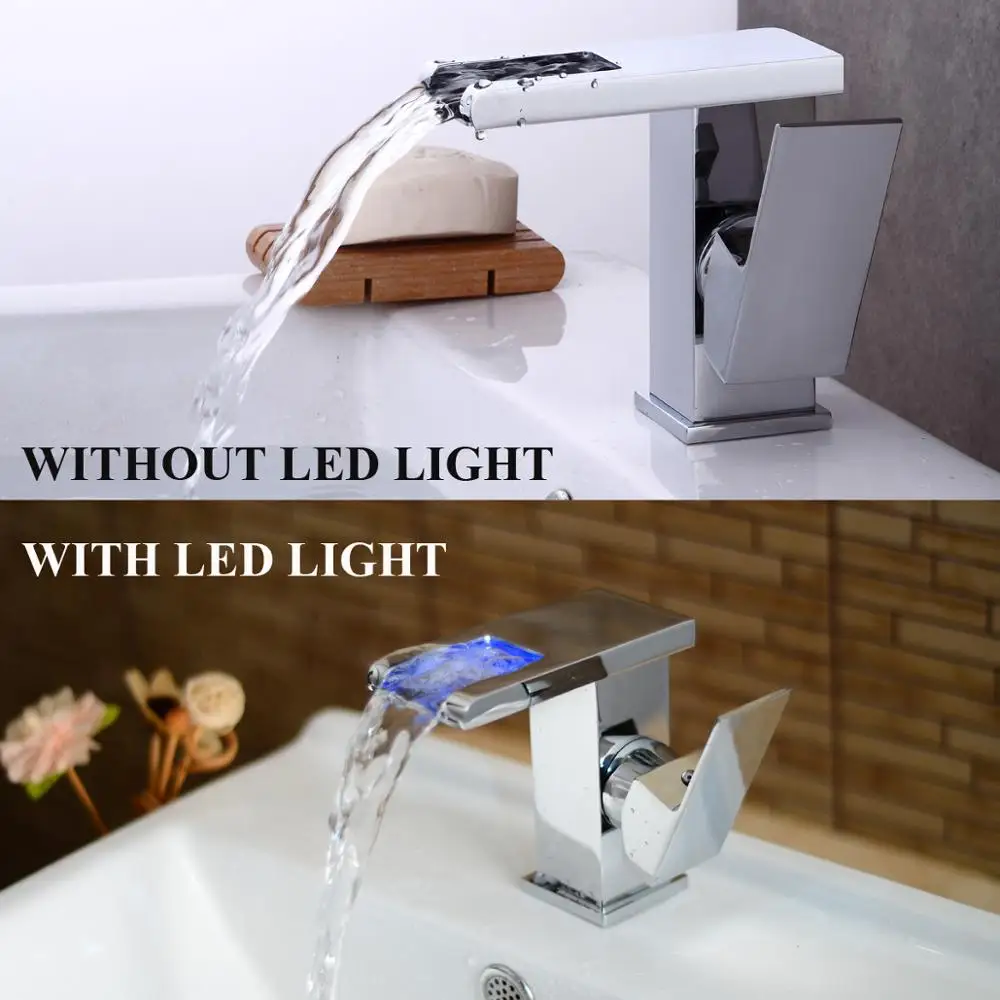 

OUYASHI bathroom basin faucet deck led light and without led light single handle water tap waterfall