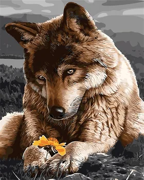 

No frame wolf DIY animal Painting By Numbers Canvas Painting Print On Canvas Unique Gift Home Decor Wall Artwork hand paint