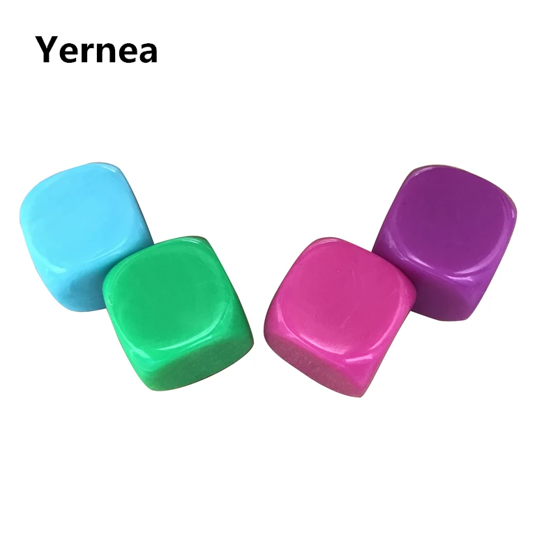 

Yernea 50Pcs/Lot 16mm Blank Dice Acrylic Rounded Corner Can Write Color Blank Dice Interesting Creativity DIY Wholesale Dice Set