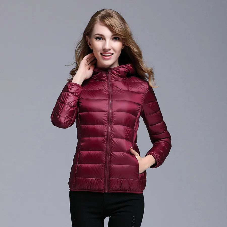 

Super Light White Duck Down Jacket Women Autumn Winter Warm Coat Down Coat Female Hooded