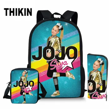 

THIKIN Superstar JOJO Siwa School Bag Set Girl Casual Book Bag 3pcs/set Schoolbags for Teenage Boys Students Backpacks Custom