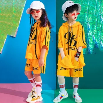 

Kids Dance Costume Hooded Hiphop Stage Wear Jazz Rave Outfit Street Dance Performance Clothing Boys Girl Practice Clothes DC2187