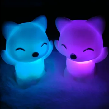 

7 Changing Colors Lovely Fox Shape LED Light Button Battery Home Decoration Fox colorful lantern night lamp LED Night Light
