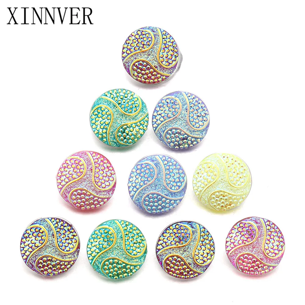 

10pcs/lot Mixed 18mm Snaps Colorful Charm Alloy Resin Snaps Buttons Fit Snap Jewelry Snaps Bracelets