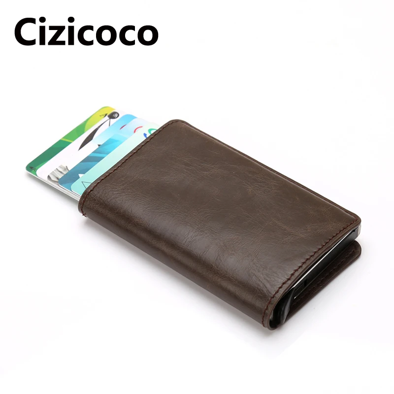 

Metal Men Card Holder RFID Aluminium Credit Card Holder With RFID Blocking Pu Leather Mini Magic Wallet