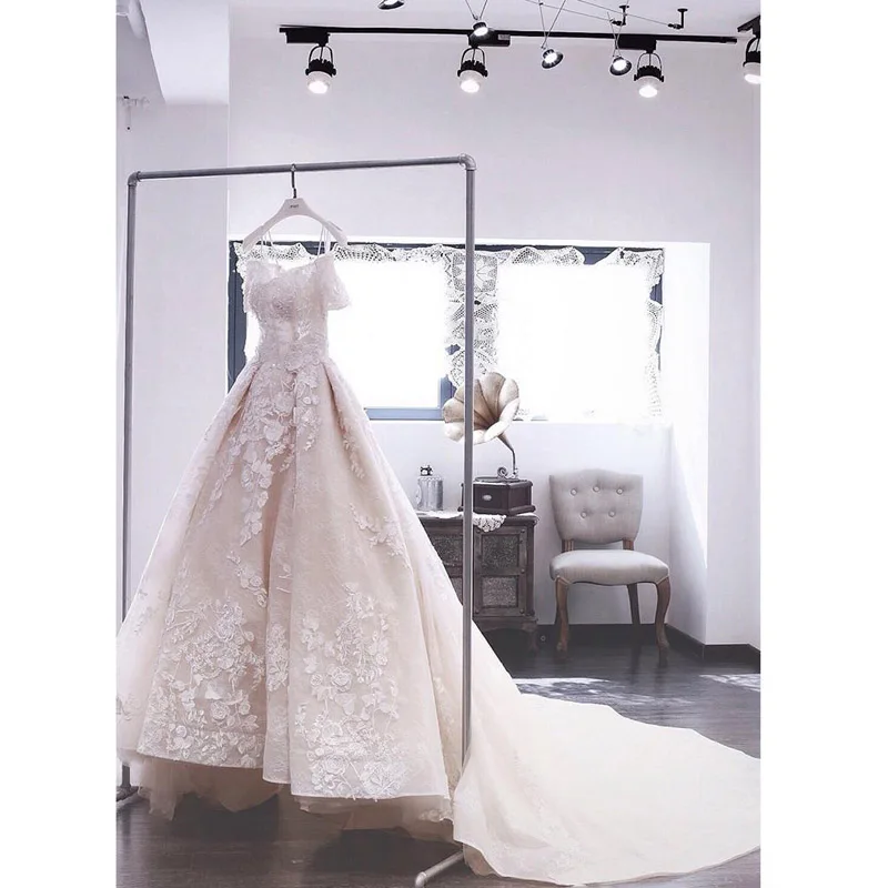 2019-real-photo-light-champage-off-shoulder-3d-flower-wedding-dresses-luxury-bridal-gowns-plus-size
