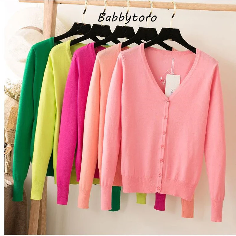 

Babbytoro Women Cardigans V Neck Long Sleeve Soft Basic Knit Snap Button Down Snap Cardigan Pink Beige Black Red Sweaters