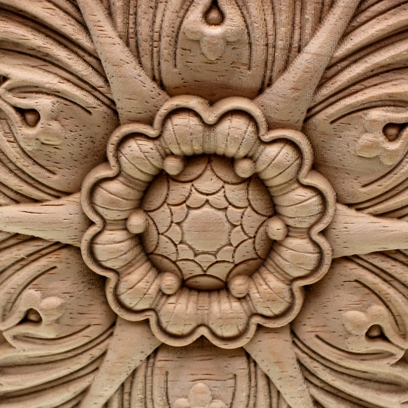 RUNBAZEF декоративные деревянные аппликации Резьбовая рама мебель двери шкафа морской домашний декор деревянная фигурка цветочный узор резной