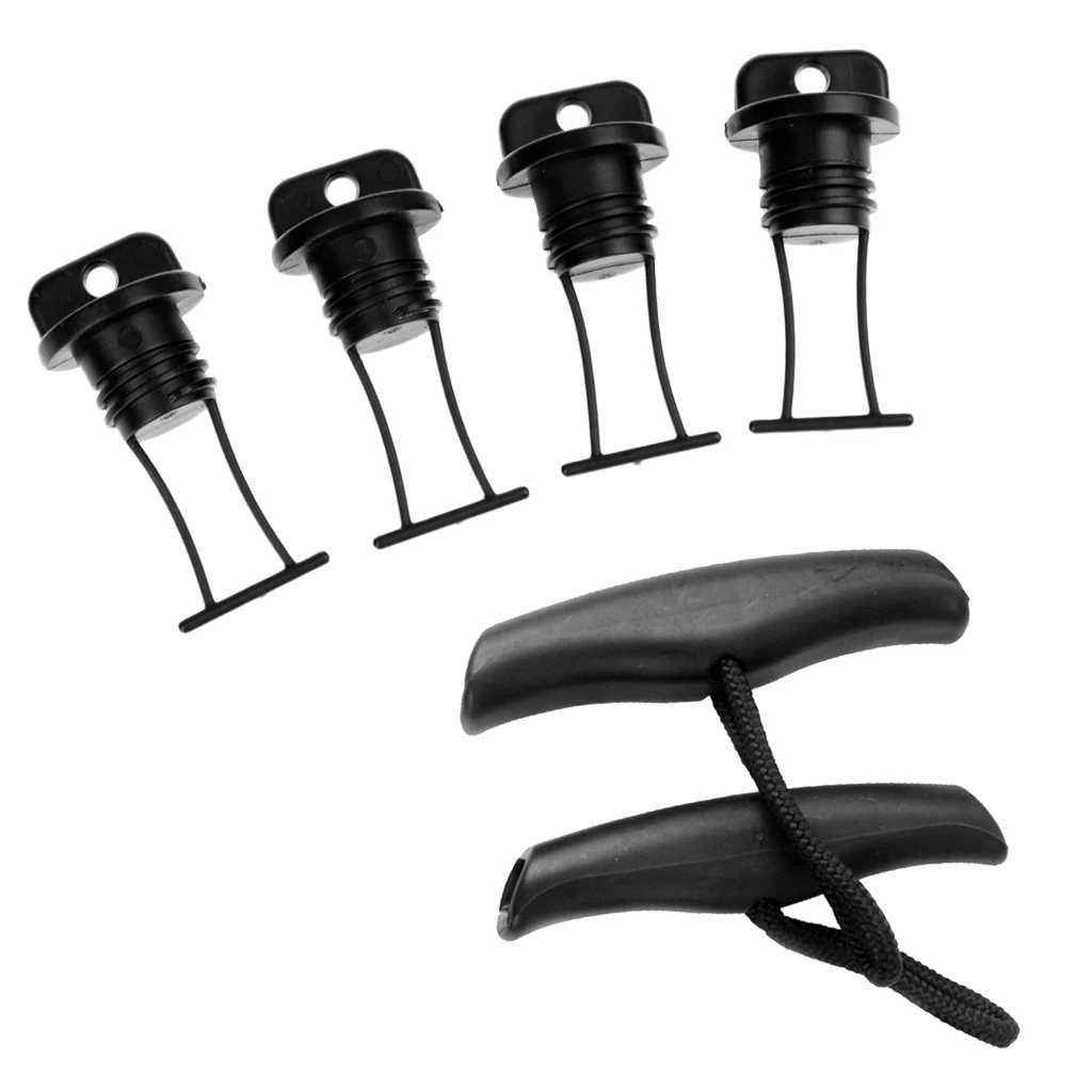 6pcs  Nylon Kayak Toggle Handle W/ Cord Rope+ Plastic Hull Drain Plug Bung for Fishing Boat Canoe Kayak Accessories