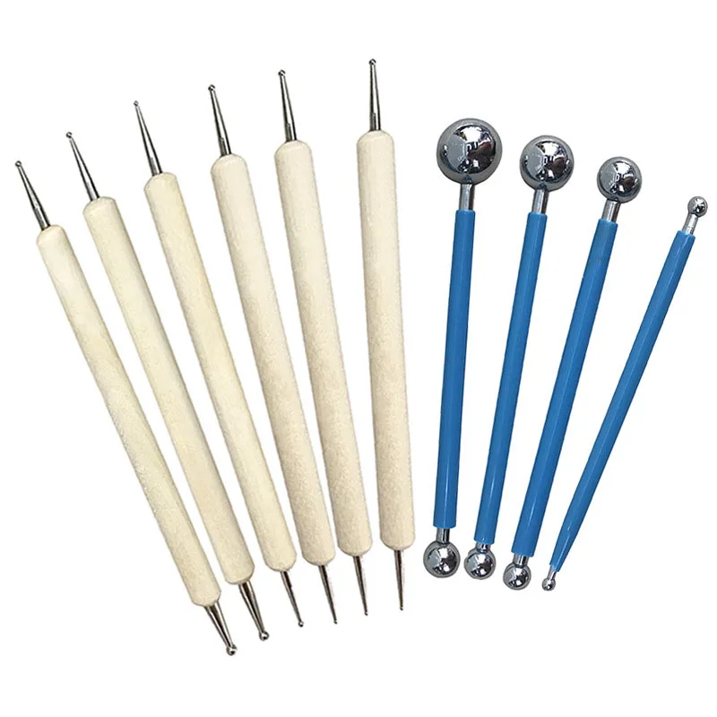 

10 Pcs Ball Stylus Dotting Tools Clay Ceramics Pottery Carving Embossing Sculpting Set WXV Sale