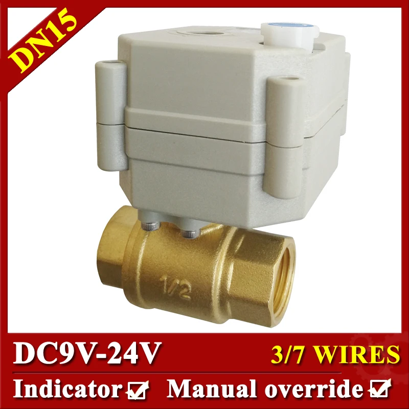 Металлический Редуктор высокого качества Электрический водяной клапан с ручным управлением и индикатором BSP/NPT 1/2 ''латунь DN15 для использования в воде