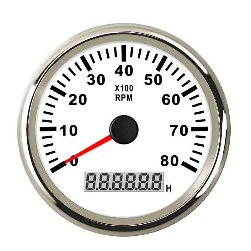 

85 mm RPM Tachometer Gauge 0~8000 RPM Meter LCD Display Hourmeter With Backlight 9~32V Tachometer for Motor Boat Car
