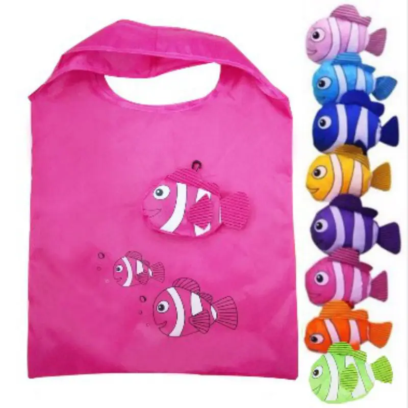 

Nylon Reusable Shopping Bags Foldable Eco Bag Tropical Fish Tote Bag Large Capacity Rose Storage Handbags Recycle Pouch Grocery