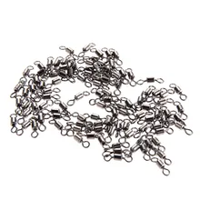 100 шт. рыбалки практические прокатки Вертлюги Размер 12# море рыболовные снасти черный