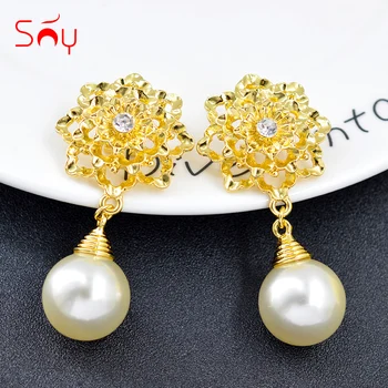

Sunny Jewelry Big Round Earrings For Women Long Drop Dangle Earrings Hot Selling Jewelry Findings For Wedding Flower Earrings