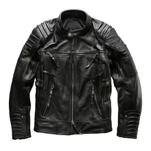 HA-101 Европейский Большой размер высокое качество супер натуральная коровья кожа мотоциклист куртка мужская большой размер воловья кожа куртка