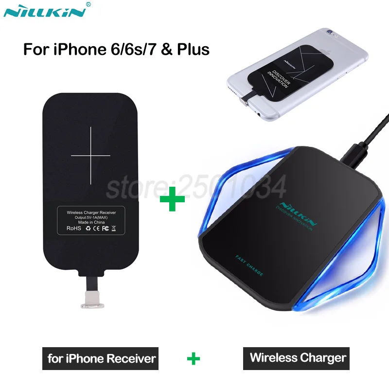 

Nillkin Qi Wireless Charging for iPhone 5/5s/6/6s/7/6 Plus/7 Plus Wireless Charger Pad + Receiver for Lightning port for iPhone
