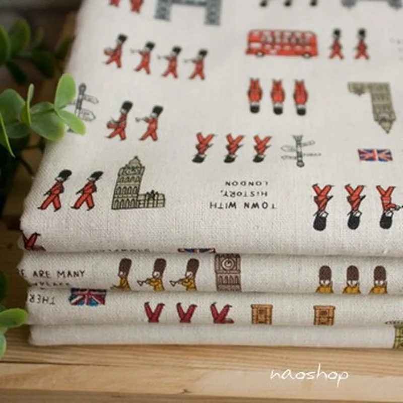 

Cotton Linen Fabric for Curtain Bacground Furniture Cover Gloves Handmade Raw Material Linen Fabric Printing Little Man 140cm